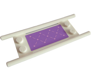 LEGO White Stretcher with Pink Dots and Lines on Lavender Background Sticker without Bottom Hinges (93140)