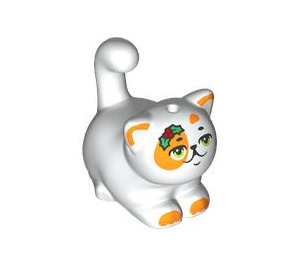 LEGO White Stretching Cat with Orange Patches and Holly (103321)