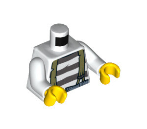 LEGO Wit Striped Shirt met Olive Green Suspenders Torso (973 / 76382)