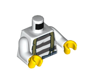 LEGO Wit Striped Shirt met Olive Groen Suspenders Torso (973 / 76382)