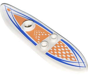 LEGO White Surfboard with Orange and Blue Lines Sticker (6075)