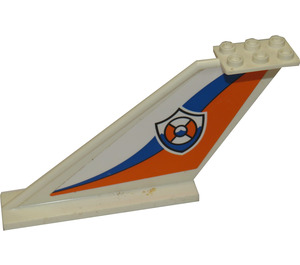 LEGO White Tail 12 x 2 x 5 with Coast Guard Logo and Blue and Orange Waves Pattern (Both Sides) Sticker (18988)