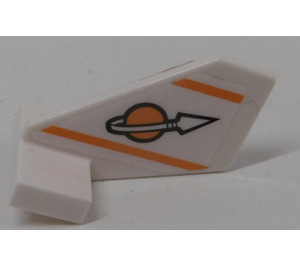 LEGO White Tail 2 x 3 x 2 Fin with 'Classic Space' Logo, Orange Lines (both sides) Sticker (35265)
