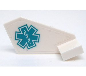 LEGO White Tail 2 x 3 x 2 Fin with Dark Turquoise EMT Star on Both Side Sticker (35265)