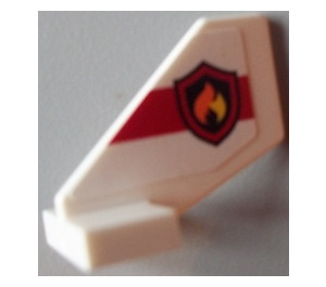 LEGO White Tail 2 x 3 x 2 Fin with Fire Logo and Stripe Sticker (44661)