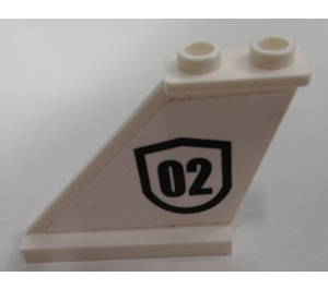 LEGO White Tail 4 x 1 x 3 with '02' (Left) Sticker (2340)