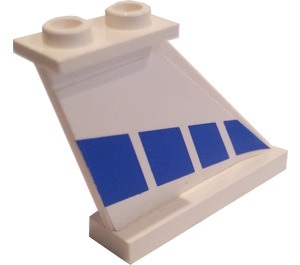 LEGO White Tail 4 x 1 x 3 with Blue Dashed Stripe (Both Sides) Sticker (2340)