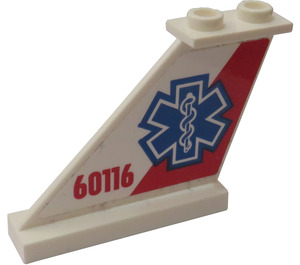 LEGO White Tail 4 x 1 x 3 with Blue EMT Star Left from Set 60116 Sticker (2340)