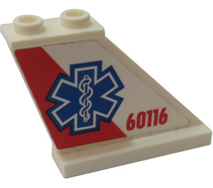 LEGO blanc Queue 4 x 1 x 3 avec Bleu EMT Star Droite from Set 60116 Autocollant (2340)