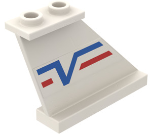 LEGO White Tail 4 x 1 x 3 with Blue 'V' and Red Line Pattern on Both Sides Sticker (2340)