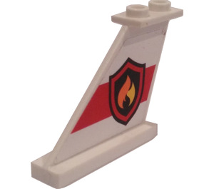 LEGO White Tail 4 x 1 x 3 with Fire Badge on Red Stripe (Left) Sticker (2340)