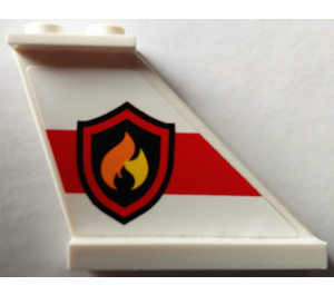LEGO White Tail 4 x 1 x 3 with Fire Badge on Red Stripe (Right) Sticker (2340)