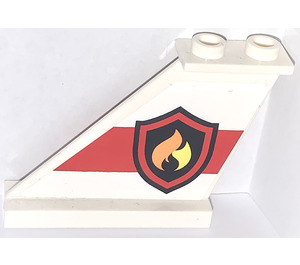 LEGO blanc Queue 4 x 1 x 3 avec Feu Emblem sur rouge Stripe (both sides) Autocollant (2340)