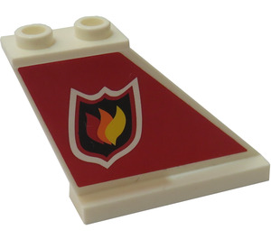 LEGO White Tail 4 x 1 x 3 with Fire Logo Right Sticker (2340)