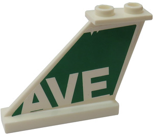 LEGO White Tail 4 x 1 x 3 with White 'AVE' on Green Background Sticker (2340)