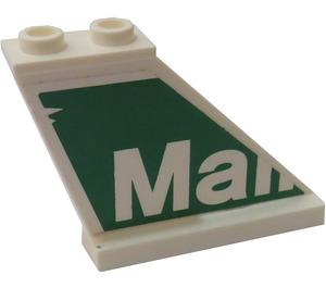 LEGO White Tail 4 x 1 x 3 with White 'Mall' on Green Background Sticker (2340)