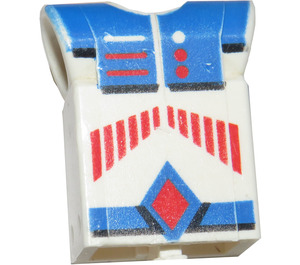 LEGO White Technic Action Figure Body Part with Red Stripes and Blue Pattern (2698)