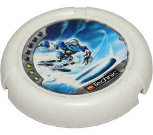LEGO White Technic Bionicle Weapon Throwing Disc with Ice, 3 Pips, Ski Logo (32171)
