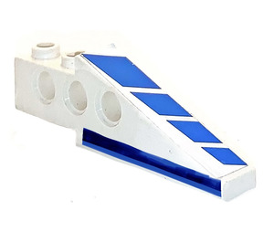 LEGO White Technic Brick Wing 1 x 6 x 1.67 with Blue Stripes Left Sticker (2744)