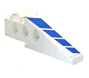 LEGO White Technic Brick Wing 1 x 6 x 1.67 with Blue Stripes on top (right) Sticker (2744)