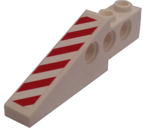 LEGO White Technic Brick Wing 1 x 6 x 1.67 with Red/White Danger Stripes (Right) Sticker (2744)