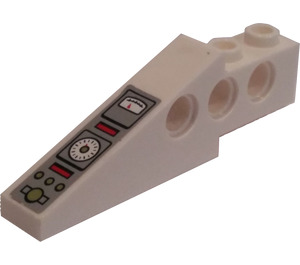 LEGO White Technic Brick Wing 1 x 6 x 1.67 with Submarine Gauges and Controls Sticker (2744)