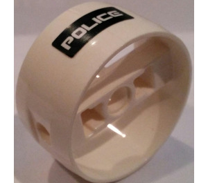LEGO White Technic Cylinder with Center Bar with 'POLICE' Sticker (41531 / 77086)