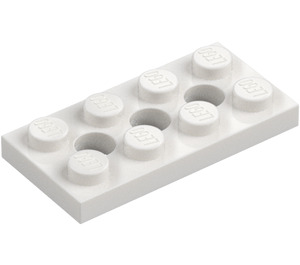 LEGO White Technic Plate 2 x 4 with Holes (3709)