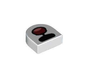 LEGO White Tile 1 x 1 Half Oval with Black Nose and Open Mouth with Tongue (24246 / 73083)