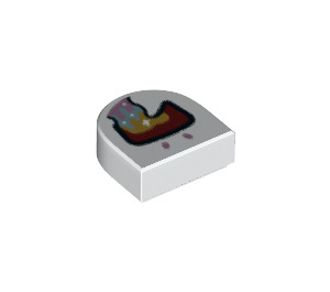 LEGO White Tile 1 x 1 Half Oval with Metallic Pink Nostrils and Dark Red Open Mouth with Gold (24246 / 77991)