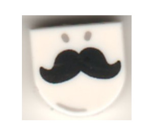 LEGO White Tile 1 x 1 Half Oval with Moustache (24246)