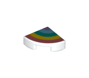 LEGO White Tile 1 x 1 Quarter Circle with Five Rainbow Stripes (25269 / 48271)
