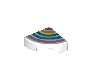 LEGO White Tile 1 x 1 Quarter Circle with Rainbow (25269 / 66164)