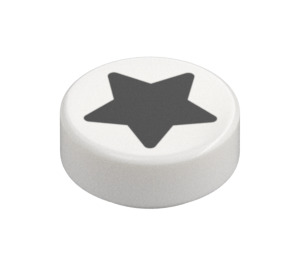 LEGO White Tile 1 x 1 Round with Black Star (35380 / 102763)