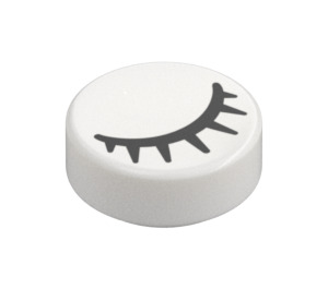 LEGO White Tile 1 x 1 Round with Closed Eye and Lashes (19241 / 98138)