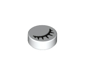 LEGO White Tile 1 x 1 Round with Closed Eye and Lashes (98138)