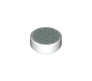 LEGO White Tile 1 x 1 Round with Cookie with Aqua Icing (26444 / 98138)