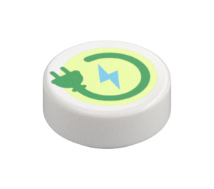 LEGO Blanc Tuile 1 x 1 Rond avec Vert Energy Symbol (84075)