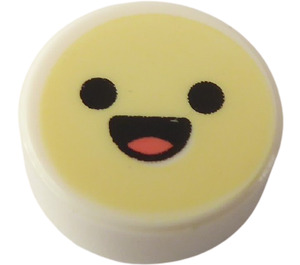 LEGO blanc Tuile 1 x 1 Rond avec Happy Emoji (35380)