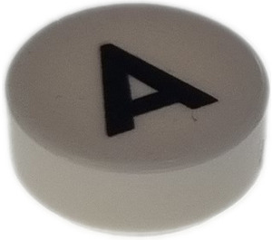 LEGO White Tile 1 x 1 Round with Letter A (35380)