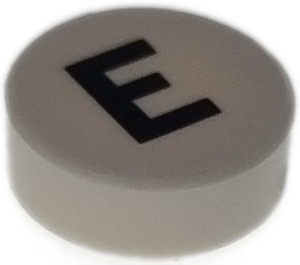 LEGO White Tile 1 x 1 Round with Letter E (35380)