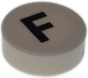 LEGO White Tile 1 x 1 Round with Letter F (35380)