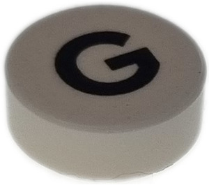 LEGO White Tile 1 x 1 Round with Letter G (35380)