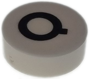 LEGO White Tile 1 x 1 Round with Letter Q (35380)