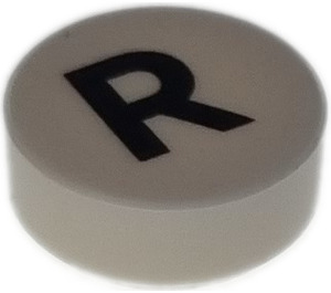 LEGO White Tile 1 x 1 Round with Letter R (35380)