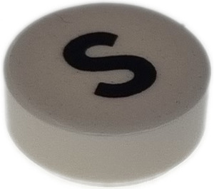 LEGO White Tile 1 x 1 Round with Letter S (35380)