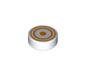 LEGO White Tile 1 x 1 Round with Orange Circles (30671 / 98138)