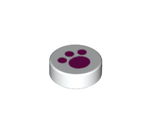 LEGO Blanc Tuile 1 x 1 Rond avec Paw Print (35380 / 48270)