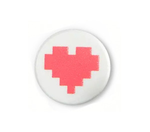 LEGO White Tile 1 x 1 Round with Pixelated Heart (35380)