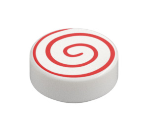 LEGO White Tile 1 x 1 Round with Red Swirl (14184 / 100797)